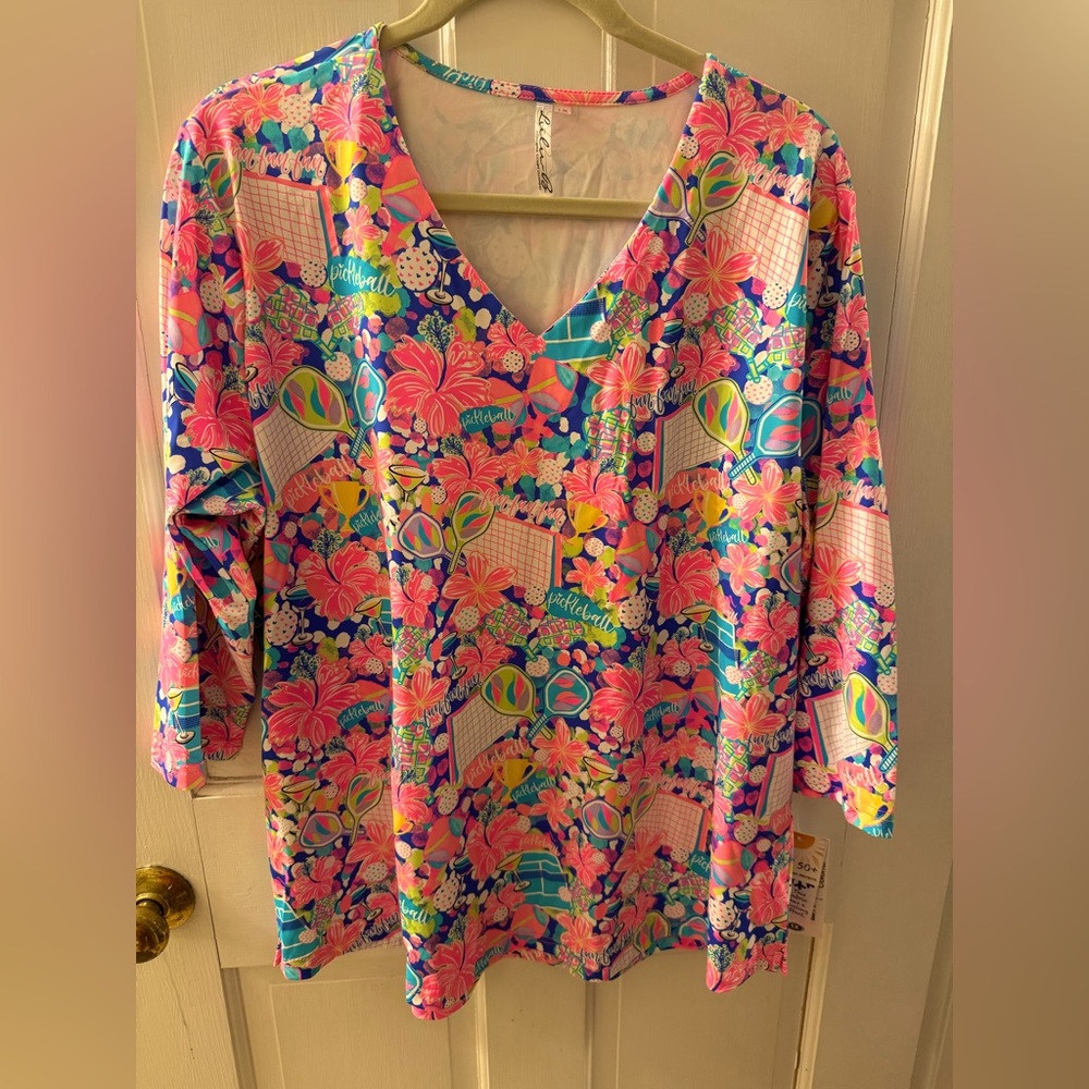 NWT Lulu-B pickleball v-neck 3/4 sleeve UPF 50+ tunic top women’s 1X